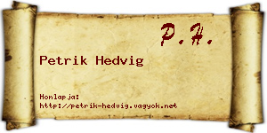 Petrik Hedvig névjegykártya
